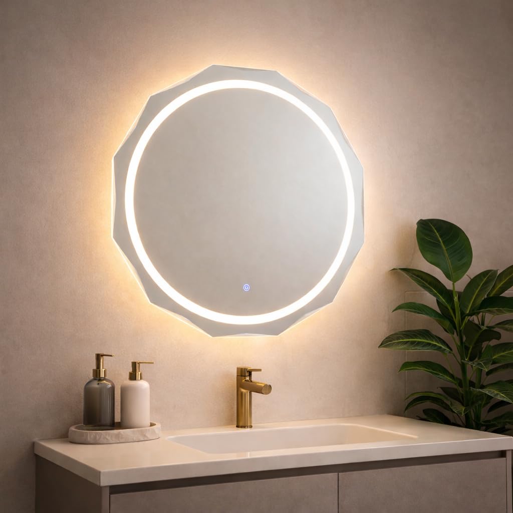 Kiamami Valentina - Specchiera con bordo sfaccettato 75cm e led integrati