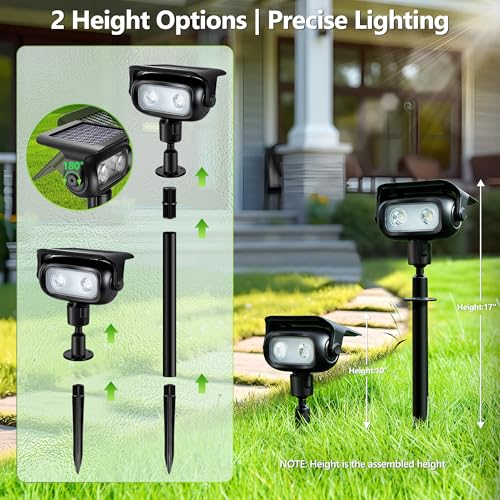 Image of Brizled Solar Powered Spotlight Color Outdoor Spot Light Landscape Lighting | 360 Rotation Head; 9 Color & 11 Mode; IP65 Waterproof; Adjustable Height; Stake or Wall Mounted for Yard Tree Garden Pathway