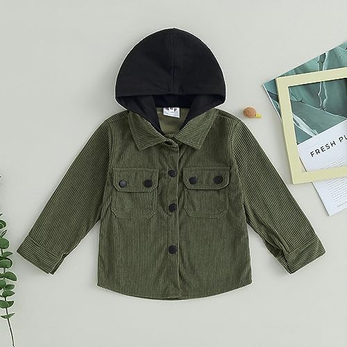 Thorn Tree Boys Fall Winter Clothes Corduroy Button Down Jacket Hooded Outerwear Little Kids Autumn Top2