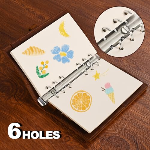 A6 Blanko-Papier Nachfüllpapier 6 Löcher Beutelloses Blatt für Personal Binder Planer 80 Blatt/160 Leere Seiten 10,4 x 16,8 cm Beige (1)