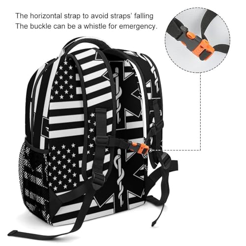 Emergency Medical Technicians U.S.A. Flag Funny Backpack Casual Daypack Lightweight Shoulders Bag for Men Women Cute Print3