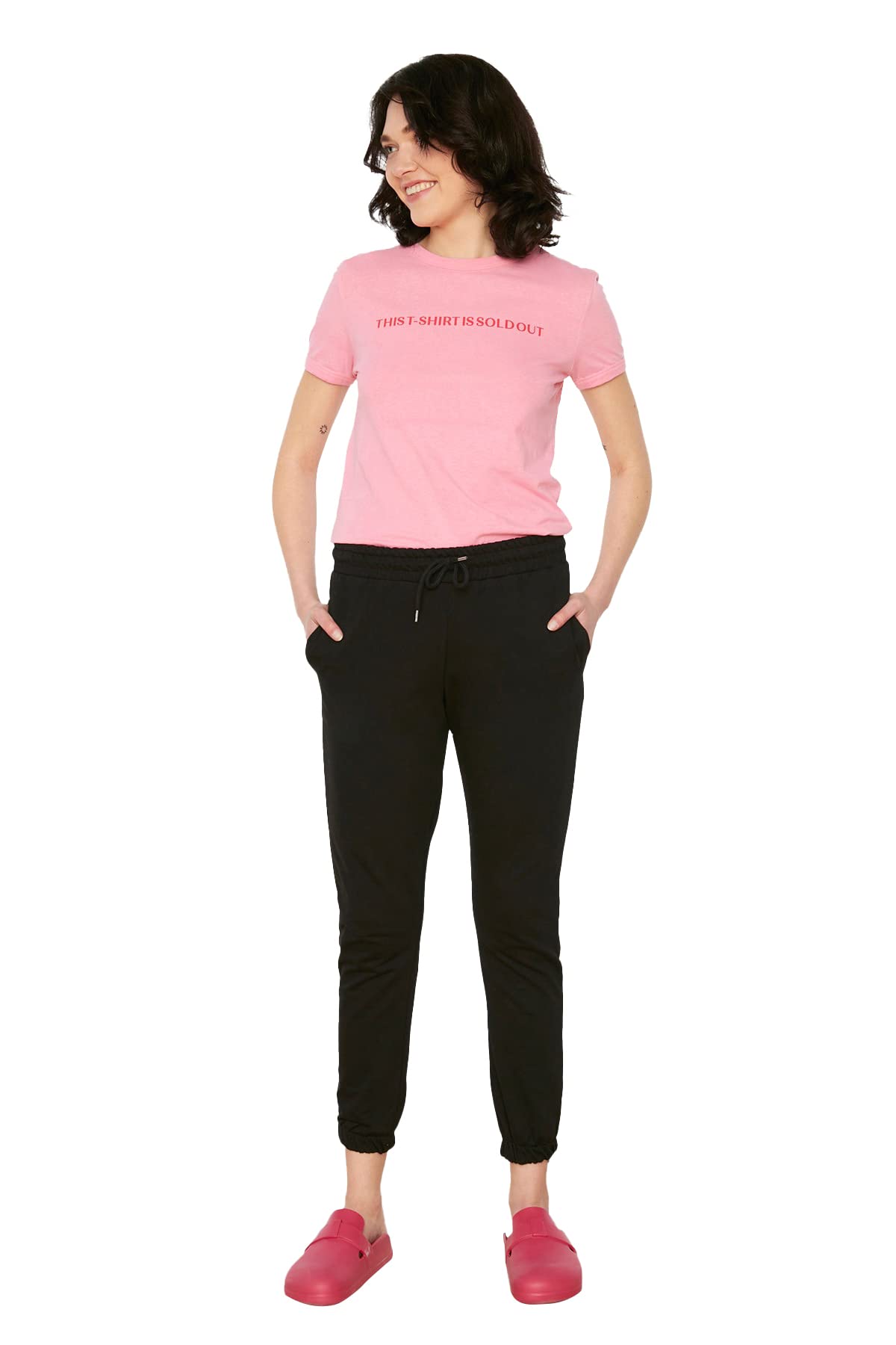 Trendyol Women Normal Waist Elastic Cuff Jogger Tracksuit Bottoms Schwarz