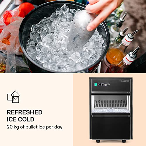 Klarstein Eiswürfelmaschine für Bars Camping Gastro, Schnelle Eiswürfelmaschine mit LED Display & R600a Kühlmittel, 145W Profi Eiswürfelbereiter mit Eisschaufel & 3,5kg Eiswürfelbehälter, 20 kg/24h – Bild 3