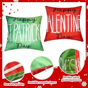 Ramede St. Patrick's Day Pillow Covers 18x18 Set of 4 Double Sided Holiday Decor Shamrock Heart Throw Pillow Cushion Cover Outdoor Linen Decorative Farmhouse Valentine's Day Ramede St Patricks Day Pillow Covers 18×18 Set of 4 Double Sided Holiday Decor Shamrock Heart Throw Pillow Cushion Cover Outdoor Linen Decorative Farmhouse Valentines Day