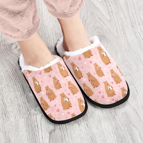 Capibara Pink Coffee Slippers For Women Men Soft Memory Foam Non-Slip Animal Winter Indoor House Shoes Travel Slipper4