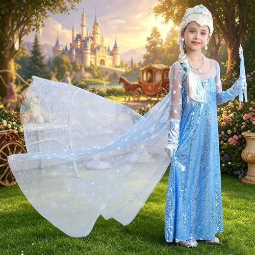 Vestido de Princesa Azul para Niñas con Accesorios miniatura 3