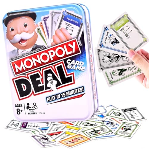 MIFKLMV Schnelles Kartenspiel, Monnopoly Reisespiel, Casual Tabletop Spiel, Unterhaltsame Spiel für Familien und Kinder ab 7 Jahren, Metallbox - A (Blau)