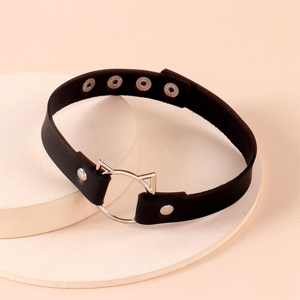 Ladies Black Leather Cord Choker With Green Jade Heart Pendant | 13-14 Inch | Handmade UK
