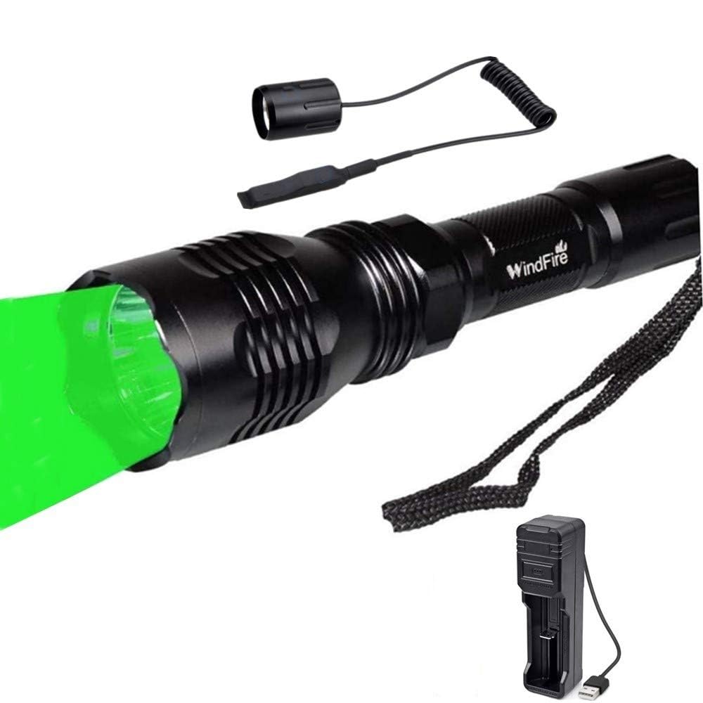 Xlentgen Black Green Light Led Torch, Hunting Torch 2000 Lumen Led Tactical Flashlight
