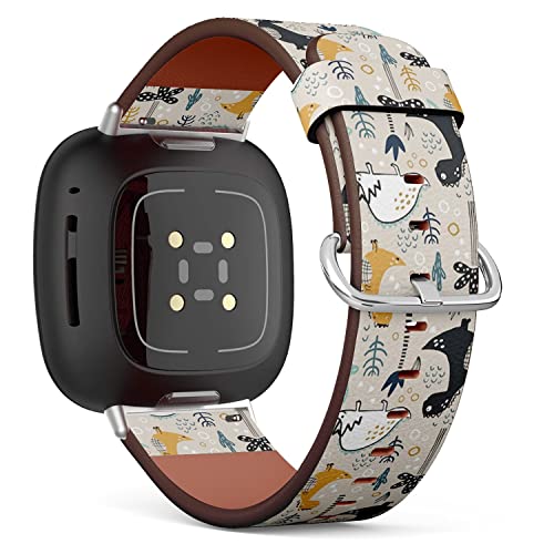 CJBROES Replacement Leather Watch Band, Compatible with Fitbit Versa 3 and Fitbit Sense of Wristband Bracelet Accessory - Childish