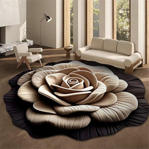 Tapis de sol en terre de diatomée 120x120 cm, un design floral 3D haut de gamme pour la maison