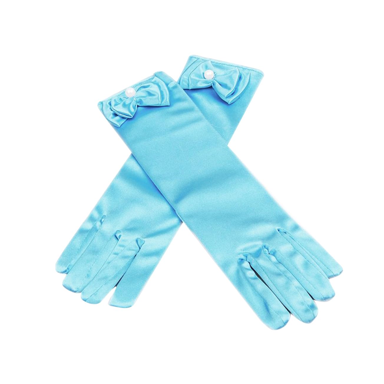 FRCOLOR 1 Set 3 Pairs Satin Gloves for Dress Up Wedding Party Gloves White Pink Light Blue for Flower Ballet Pageants and Photography Props