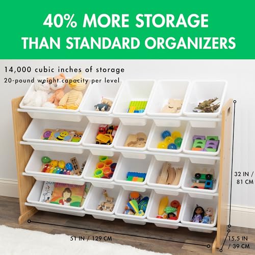 image for Humble Crew Extra-Large Toy Organizer with 20 Plastic Bins – Natural