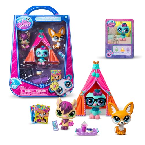 Littlest Pet Shop Slumber Party Squad Play Pack - 3 Mini Pets & Accessories
