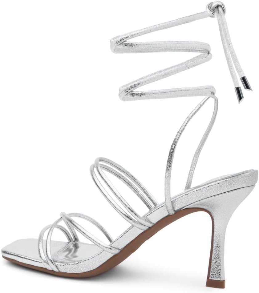 Shoe Land Women's Strappy Heels – Square Open Toe Lace-Up Heeled Sandals with Adjustable Ankle Wrap, Comfy 3-Inch Stiletto Dressy Evening High Heels for Wedding & Party - Image 5