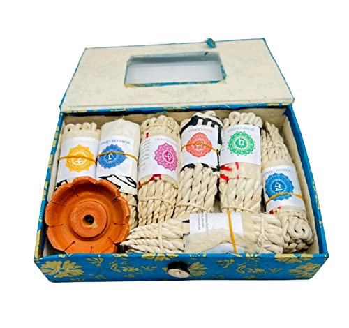 7 Chakra Rope Incense Healing Tibetan Traditional Meditation Incense. Set Of 7 Bundles With Clay Burner #TOP1