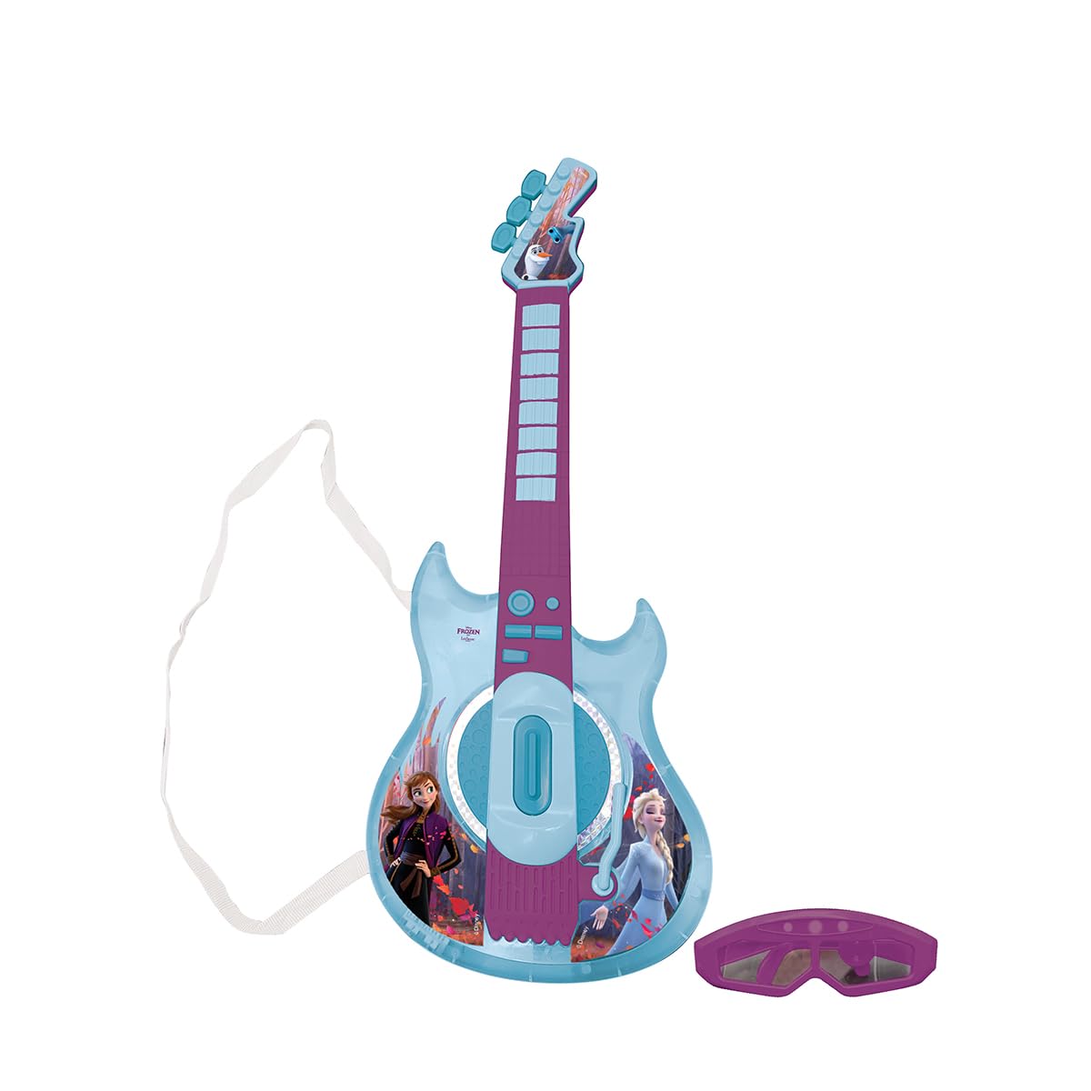 Lexibook, Frozen, Light-Up Electronic Guitar with Microphone, Glasses with Microphone, melodies, 2 Game Modes, MP3 Input, Blue/Purple, K260FZ