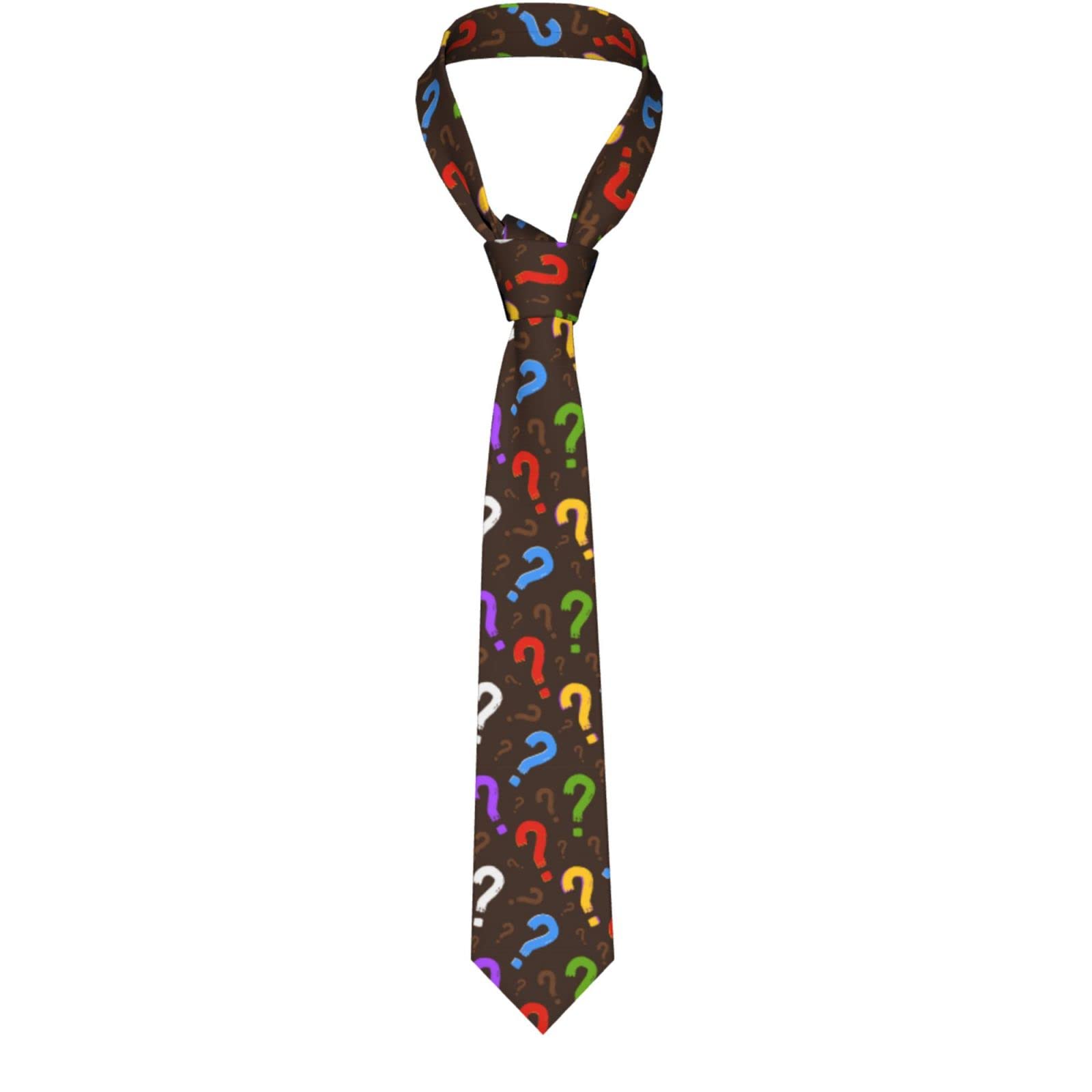 Nicfaky Unisex As Picture Mens Ties Colorful Question Mark Neckties Men's Business Tie Fashion Tie Polyester Novelty Skinny Fit For Party Wedding