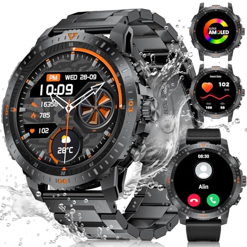 LIGE Reloj Inteligente Hombre Militar,1,43'' AMOLED/500mAh Smartwatch con Llamadas,24H...