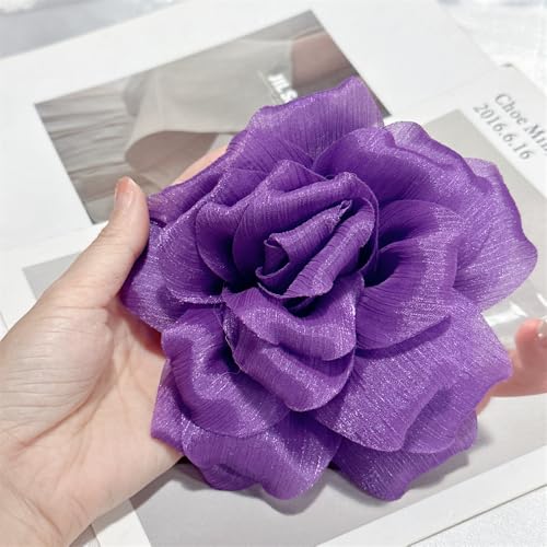Image of Flash Camellia Flower Brooch Pin for Women Men Elegant Texture Fabric Dahlia Rose Floral Brooches Lapel Pins Dainty Wedding Holiday Party Costume Dress Accessories Jewelry