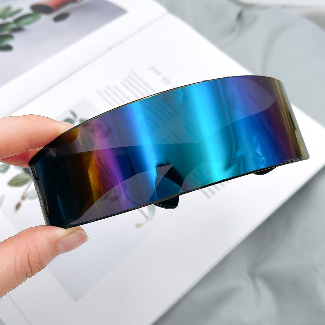 Meleager Futuristische Schmale Zyklopen Brille, Schnelle Brille Rave Verspiegelt Farbiger, Verspiegelte Techno Partybrille, Space Brille Männer und Frauen für Party Cosplay Requisiten