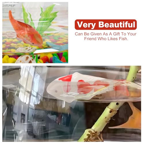Image of Ceramic Floating Fish Set, 2Pack Realistic Goldfish & Koi Figurines for Aquariums, Tea Pet Adornments, Fairy Garden Accents, and Pond or Desktop Decorations.