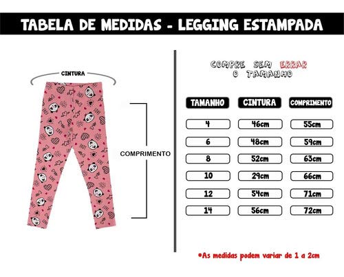 Calça Legging Infantil Menina Cotton Estampado Kit 10 Peças Desenho do tecido:Estampado/Sortido;Tama