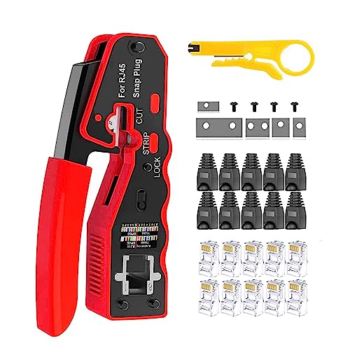 Mayline RJ45 CAT7 CAT5 Cirmpatura para cables de red alicates crimpadora pasantes herramientas kit crimpar profesionales mantenimiento Ethernet LAN comprobador del cable herramientas de reparación