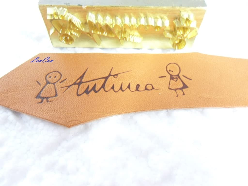 Timbro clichè in ottone per marcatura a caldo su pelle, cuoio legno 50x20 mm.