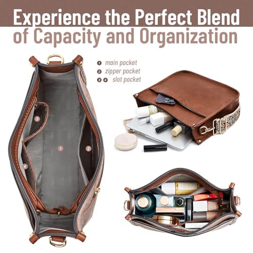 Image of WOOMADA Hobo Handbag for Women Vegan Leather Crossbody Bags Trendy Shoulder Bag with 2 Adjustable Strap