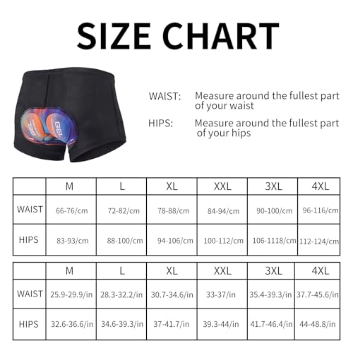 Radlerhose Herren, Fahrradhose Herren Gepolstert, Radhose Gepolstert Elastische 9D Gel Sitzpolster, Atmungsaktive Schnelltrocknende Stoßfeste(DE/NL/SE/PL, Alphanumerisch, XXL, Regular, Schwarz)