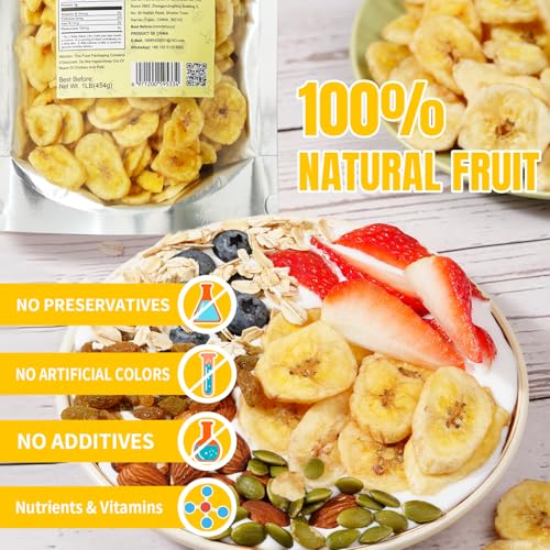 Ternio Dried Banana Chips - 1 lb/453g - Sweetened Dehydrated Banana Flakes - Bulk Healthy Dried Fruit Snack - 100% Natural. - Thumbnail 5
