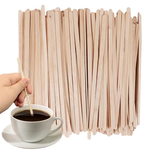 KTOJOY 7.5inch Wooden Coffee Stirrers, 500 Count Disposable Stir Sticks for Coffee & Cocktails, Wooden Beverage Mixer with Smooth Ends, Swizzle Drink Sticks