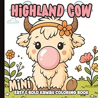 Mini Coloring Book: Kawaii Highland Cows Coloring Pages for Adults, Teens and Kids | Bold and Easy Illustrations for Girls and Boys | 6 x 6 inches B0D9VSJHFQ Book Cover