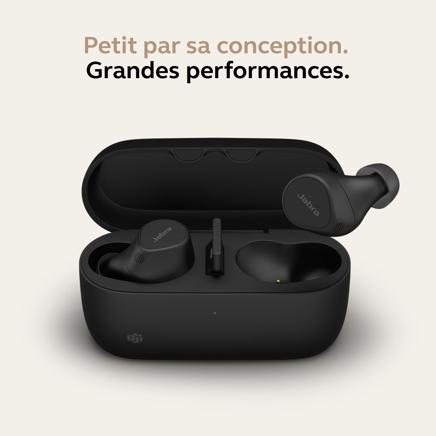 Jabra Evolve2 Buds - Écouteurs Bluetooth intra-auriculaires sans fil True Wireless, réduction de bruit active et MultiSensor Voice 4 micros - Certifiés MS Teams, compatible avec d'autres applis - Noir