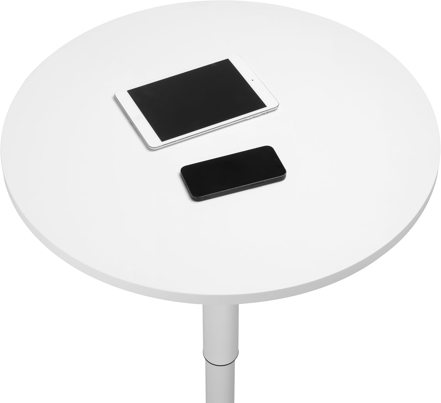 Finnhomy 24'' Round Cocktail Bar Table with Metal Base, Tall Bistro Pub Table, Adjustable 27.9''-35.4'' Counter Bar Height for Kitchen, Dining Room, Living Room, Easy Assembly, White