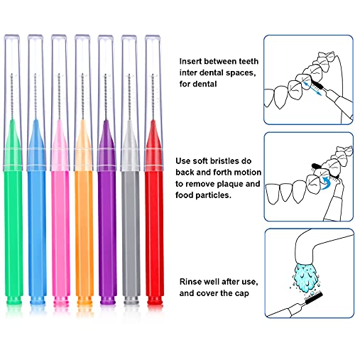 Image of Patelai 100 Pieces Braces Dental Brush for Cleaner Interdental Toothpick Dental Tooth Flossing Head Oral Hygiene Flosser Toothpick Cleaners Tooth Tool(Warm Colors,Various Sizes)