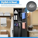 Aobabo 183CM Broom Closet Storage Cabinet with Wheels, Metal Cleaning Tool Janitorial Utility Cabinet Cleaning Supplies with Locking Door Rack Shelf for Broom mops Garage Storage,Black - Image 4