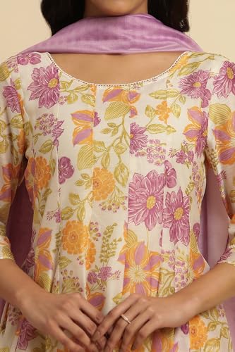 Image of W for Woman Women's Chanderi Kurta and Pant with Dupatta Set