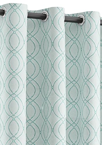 Image of Yellow Weaves 1 Pc Jacquard Oval Eyelet Window Curtain - Perfect for Home, Office, Bedroom, Living Room & Balcony - 5 Feet (Sky Blue)