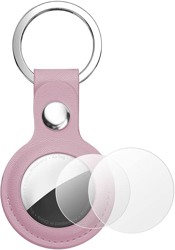 AXFEE Étuis Air-tag en Cuir PU, Porte Clé Étui Anti-Rayures Portable pour Air-Tags, Porte Cle air-tag, pour Clés, Enfants, Animaux Compagnie (Air-tag Non Inclus) (Rose)