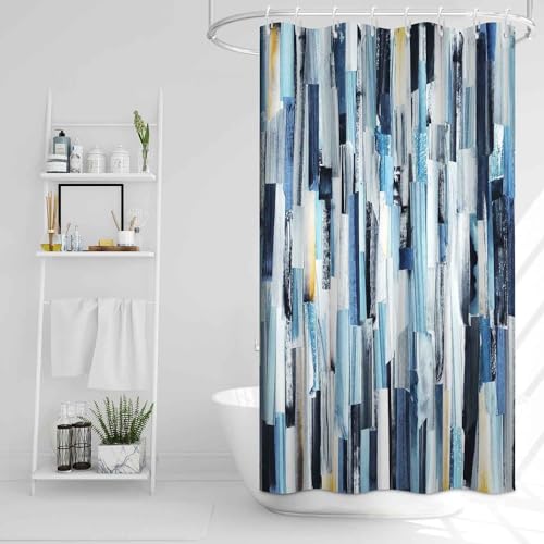 Rideau de douche imperméable abstrait gris et bleu marine anti-éclaboussures