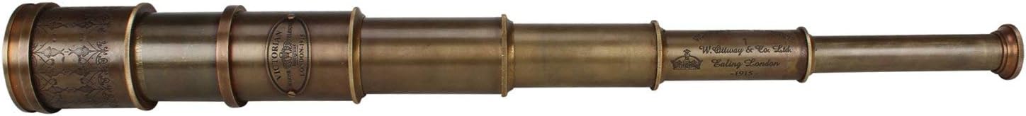 Solid Brass & Wooden Metal Telescope with Gift Wooden Box (18 inch, Approx. Brown Antique)