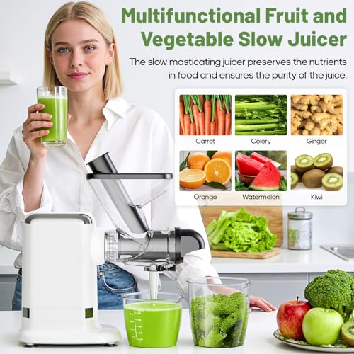 Image of GVODE Electric Cold Press Juicer, Masticating Juicer with Dual Feed Chute