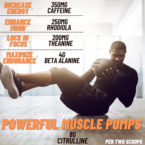 Mammoth Labs Pump Pre Workout- 30 Servings | Explosive Energy & Focus With Nitric Oxide Boosters- Build Muscle & Increase Endurance| Sugar Free, Natural Gluten Free Energy For Men & Women #TOP7