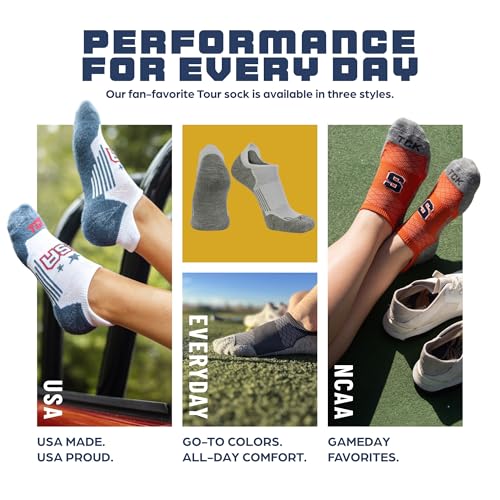 Image of TCK USA No Show Socks for Men & Women - Cushioned Patriotic Low Cut Sock for Golf, Running, Training | Targeted Compression