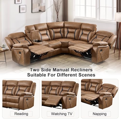 EBELLO Faux Leather Reclining Sectional
