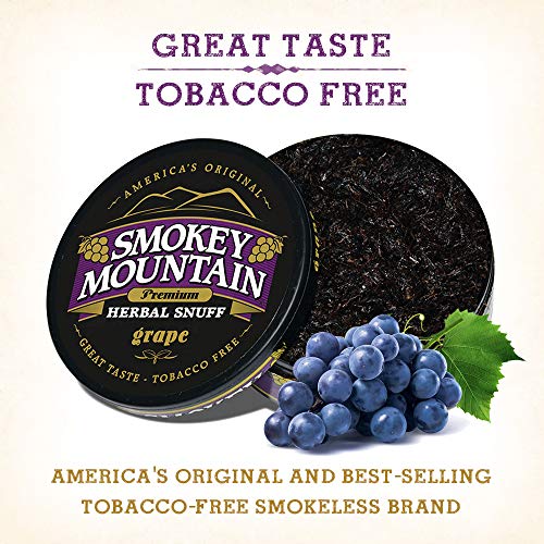 Smokey Mountain Herbal Snuff - Grape - 5 Cans - Nicotine-Free and Tobacco-Free