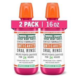 TheraBreath Anticavity Fluoride Mouthwash, Sparkle Mint, Dentist Formulated, 16 Fl Oz (2-Pack).