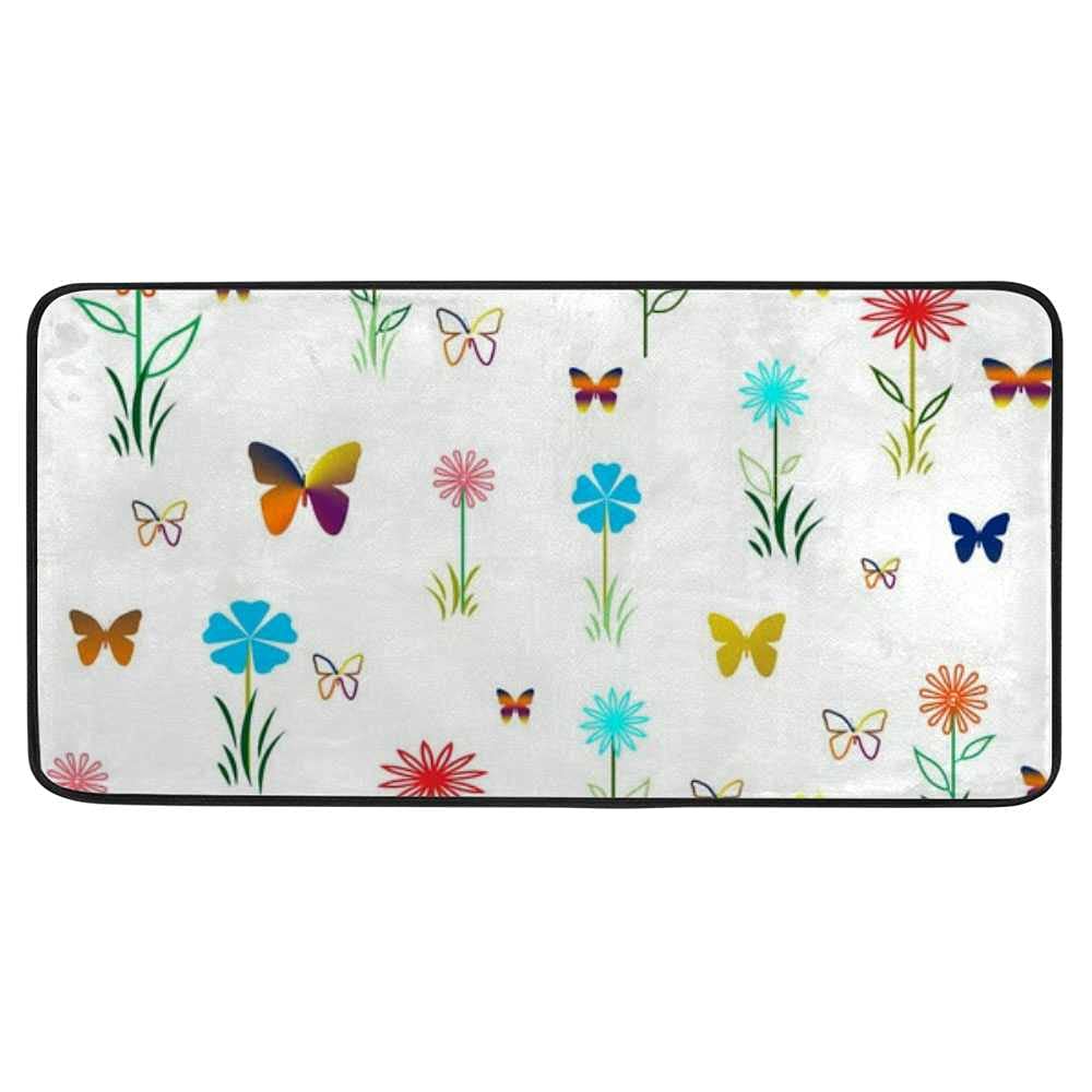 Tapis de cuisine antidérapant et lavable aux motifs papillons